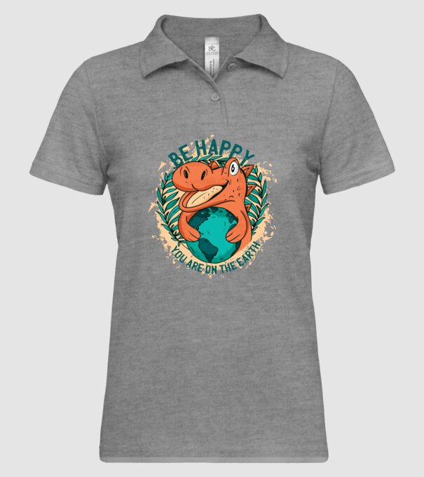 Fii fericit, ești aici pe Pământ model gri pe tricou