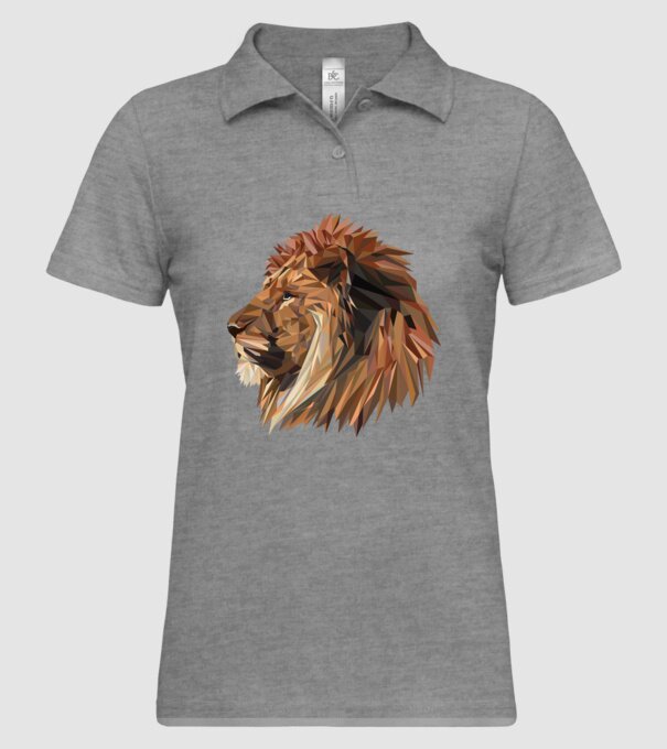 lion polygon model gri pe tricou