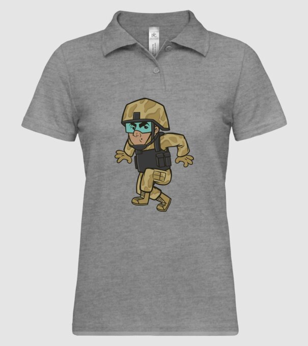 Soldat strecurându-se model gri pe tricou