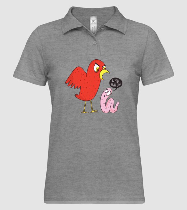 Pasăre cu vierme model gri pe tricou