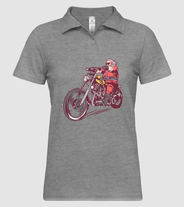 Moș Crăciun motociclist model gri pe tricou