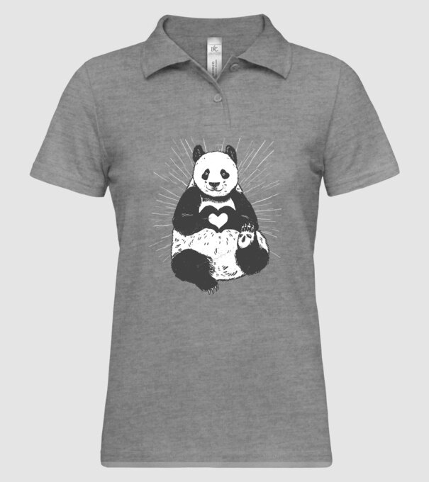 Inimă panda model gri pe tricou