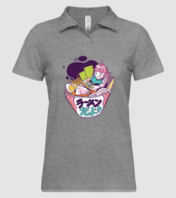 Ramen Anime Gamer fată model gri pe tricou