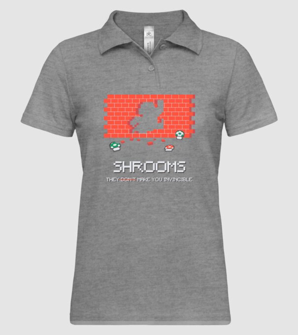 Shrooms - They make you invincible Mario model gri pe tricou
