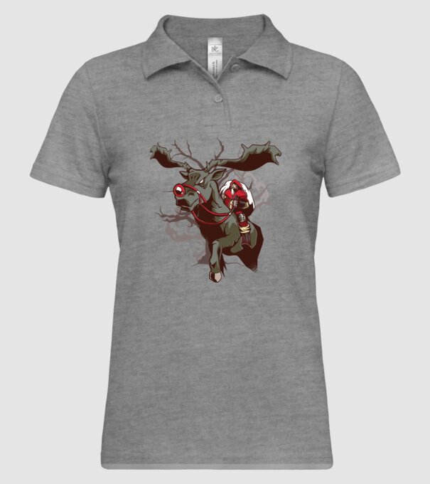 Cavaler Moș Crăciun pe ren model gri pe tricou