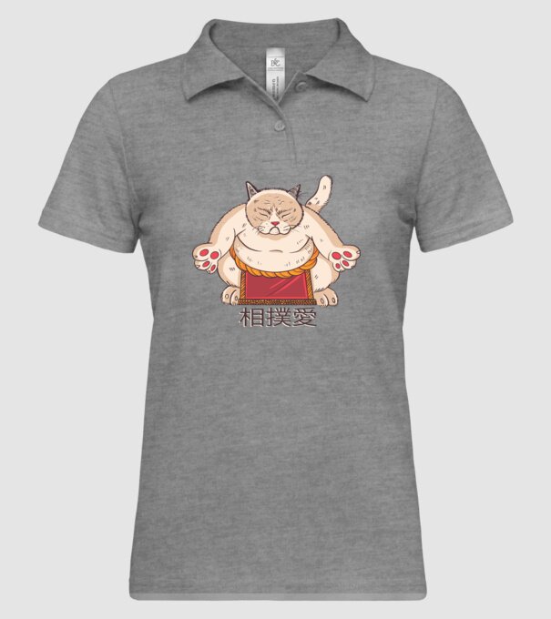 Pisică Sumo model gri pe tricou