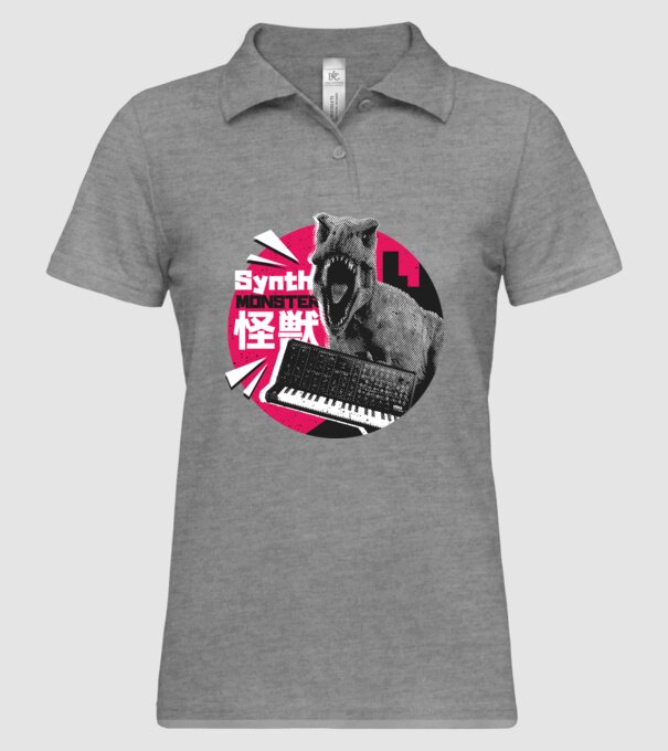 Dinozaur sintetizator model gri pe tricou