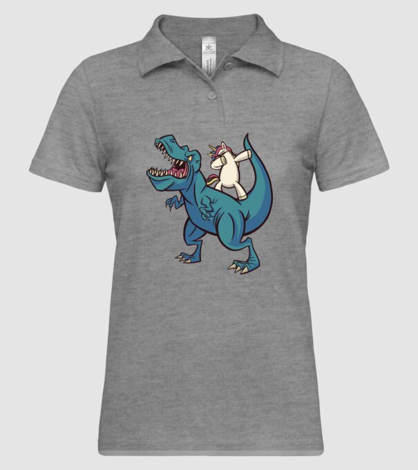 Unicorn DAB T-rex model gri pe tricou
