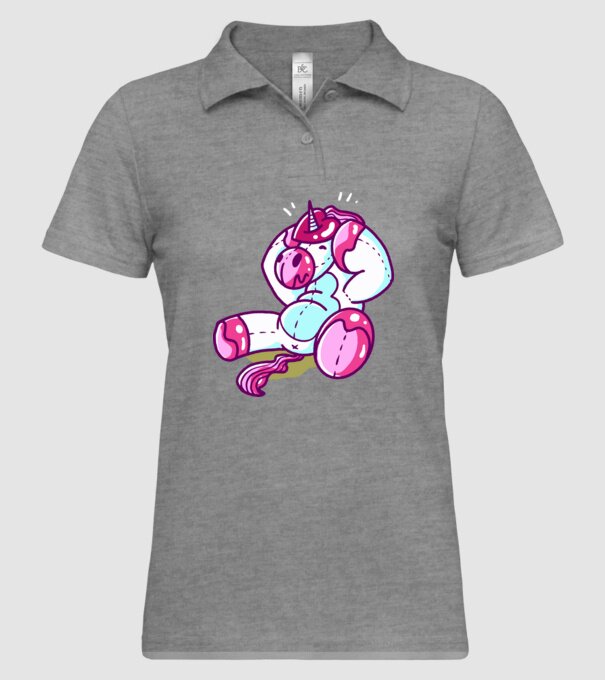 Unicorn cu inimă încornorată model gri pe tricou