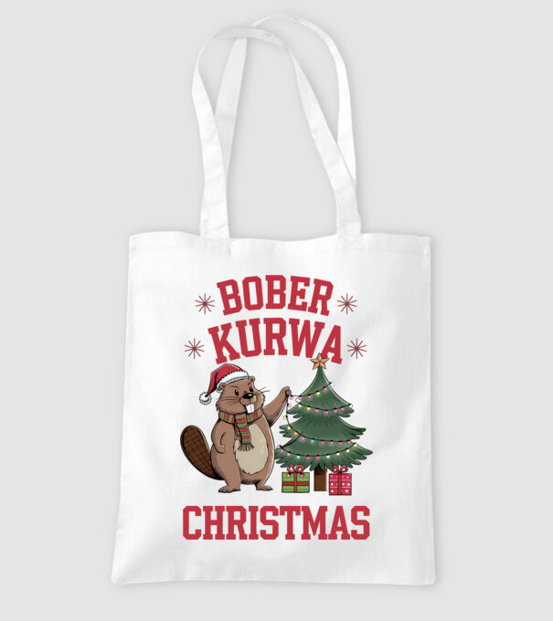 Bober Kurwa Christmas 3 model alb pe tricou