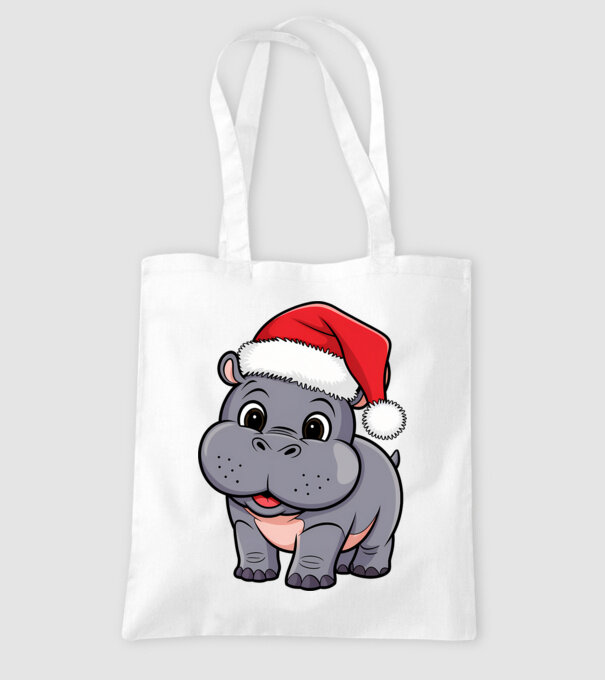 Crăciun Hippo model alb pe tricou