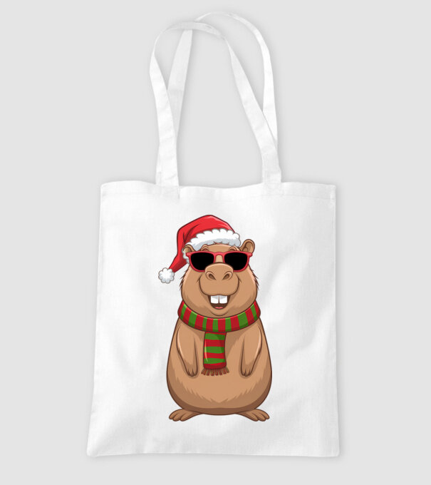Crăciunul capybara model alb pe tricou