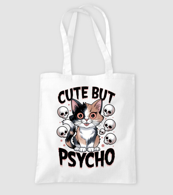 Cute, but Psycho pisică Alb model alb pe tricou