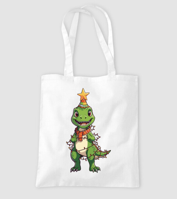 dinozaur pom de Crăciun model alb pe tricou