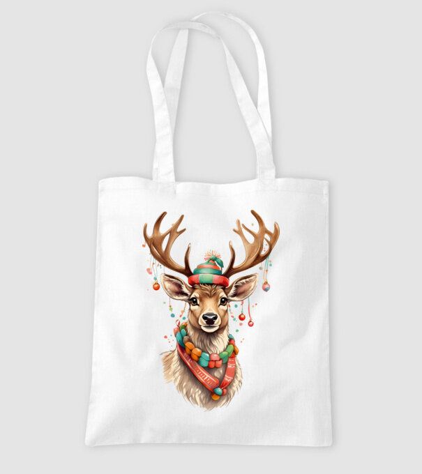 Festive Reindeer model alb pe tricou