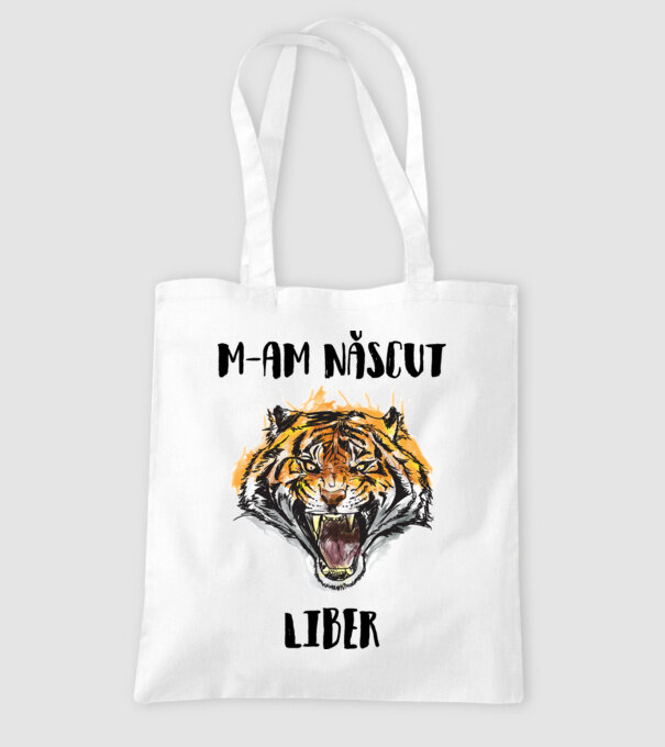 m-am născut liber model alb pe tricou