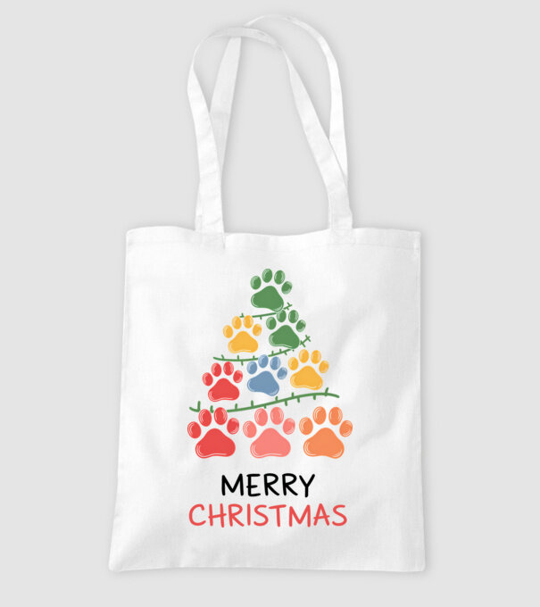 Merry Christmas Paws Alb model alb pe tricou