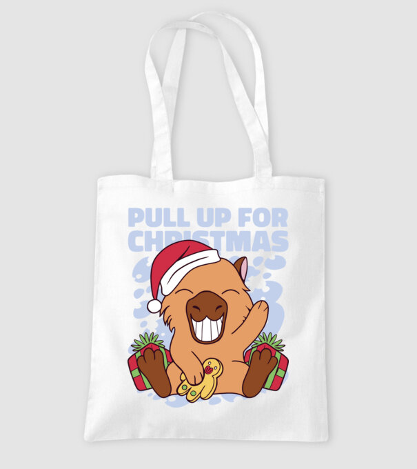 Pull up for christmas Capybara model alb pe tricou