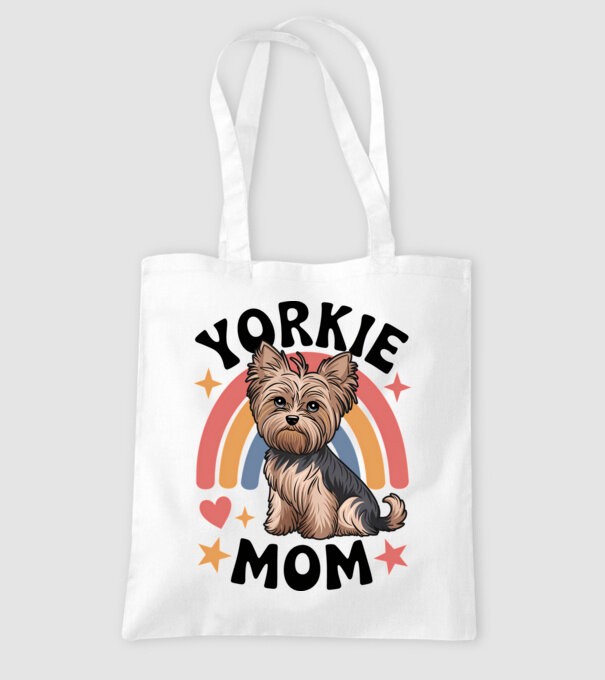 Yorkie Mom Alb model alb pe tricou