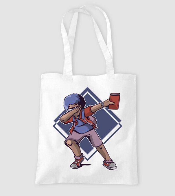Student afro model alb pe tricou