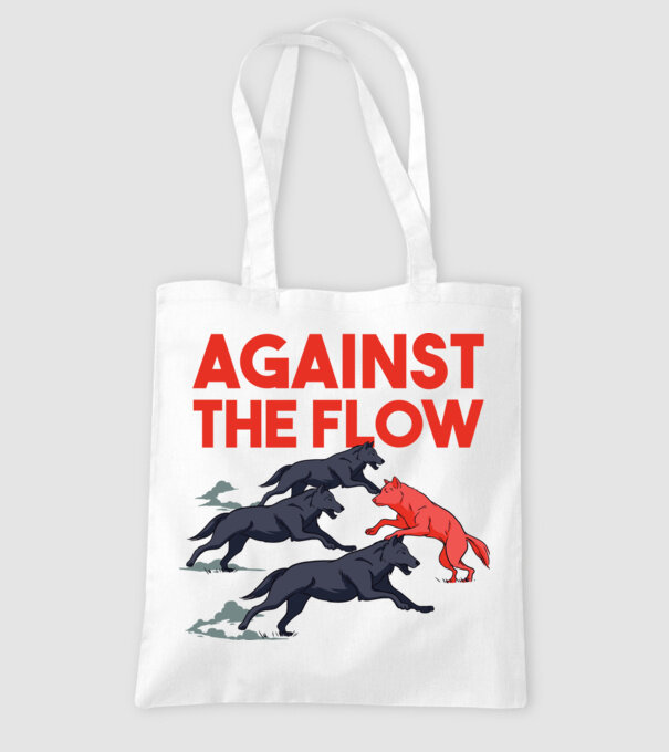 Against the flow - Împotriva curentului model alb pe tricou