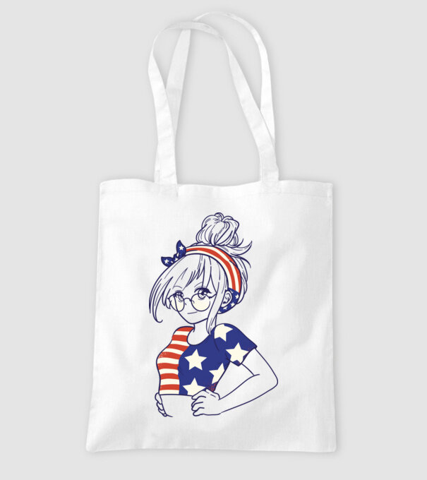 fată Americană Anime model alb pe tricou
