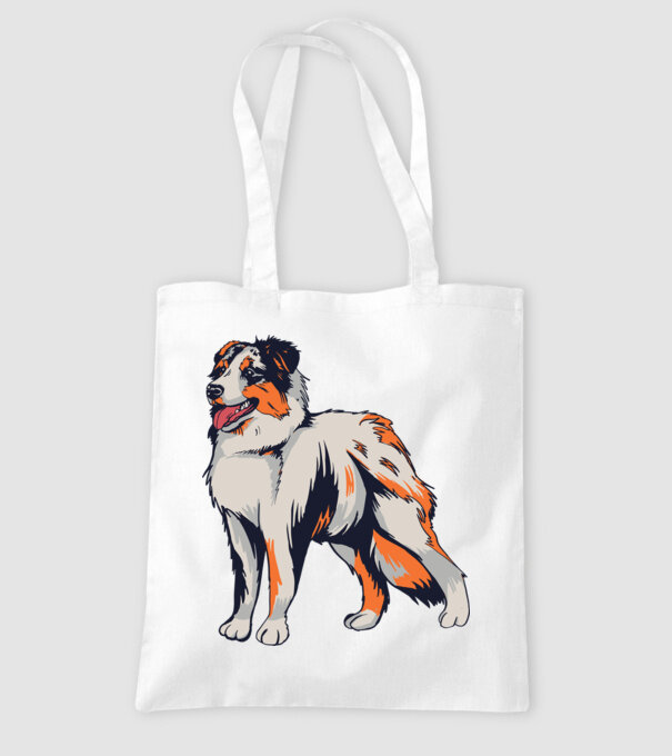 Câine ciobănesc Australian model alb pe tricou