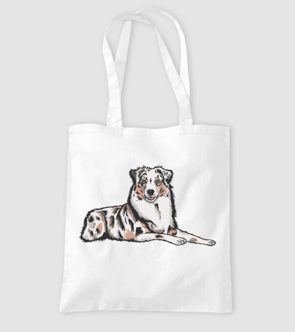 Câine ciobănesc Australian model alb pe tricou