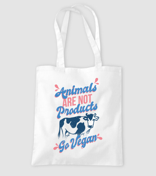 Animalele nu sunt produse, fii vegan tricou model alb pe tricou