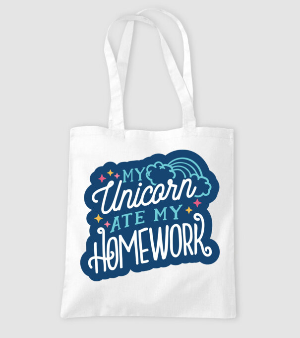 Unicornul meu mi-a mâncat tema de casă model alb pe tricou