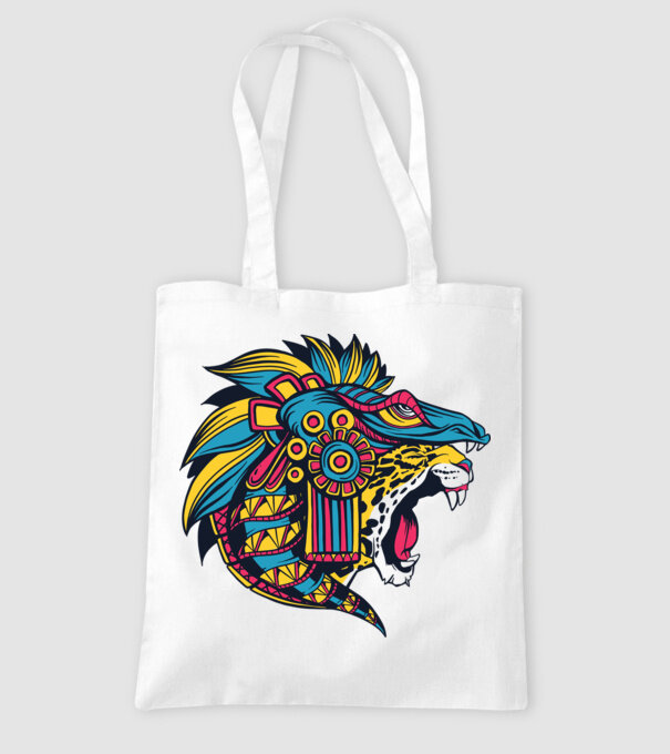 Aztec Jaguar model alb pe tricou