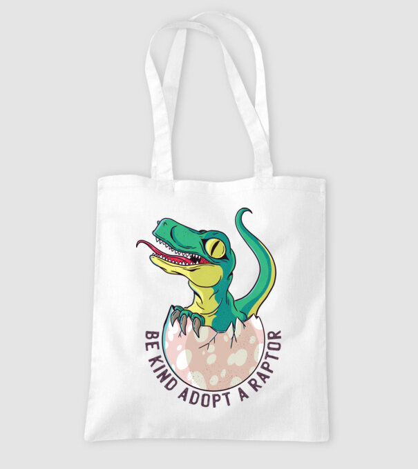 Be kind adopt a Raptor tricou cu dinozaur model alb pe tricou