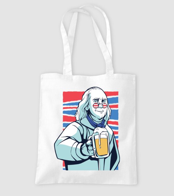 Benjamin Franklin Beer model alb pe tricou