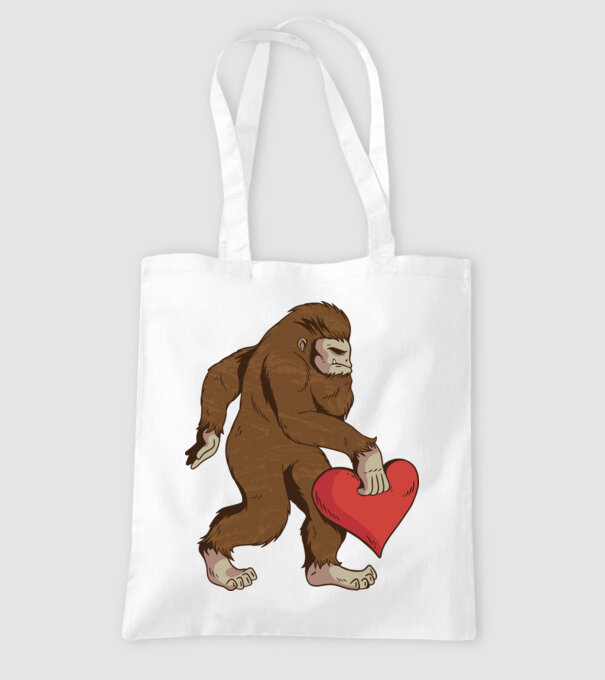 Bigfoot Yeti cu inimă model alb pe tricou