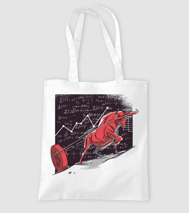 Taur Bitcoin model alb pe tricou