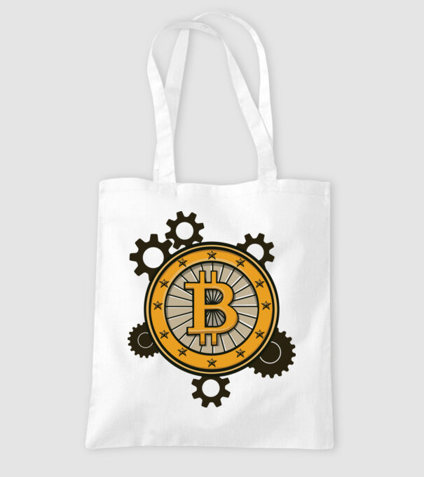 Mecanică Bitcoin model alb pe tricou