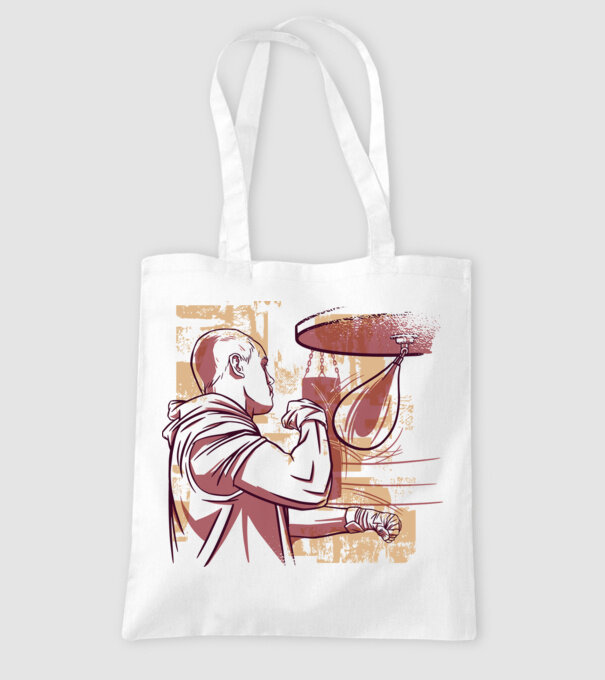 Pugilist model alb pe tricou