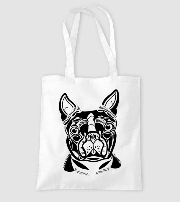 Câine Boston Terrier model alb pe tricou
