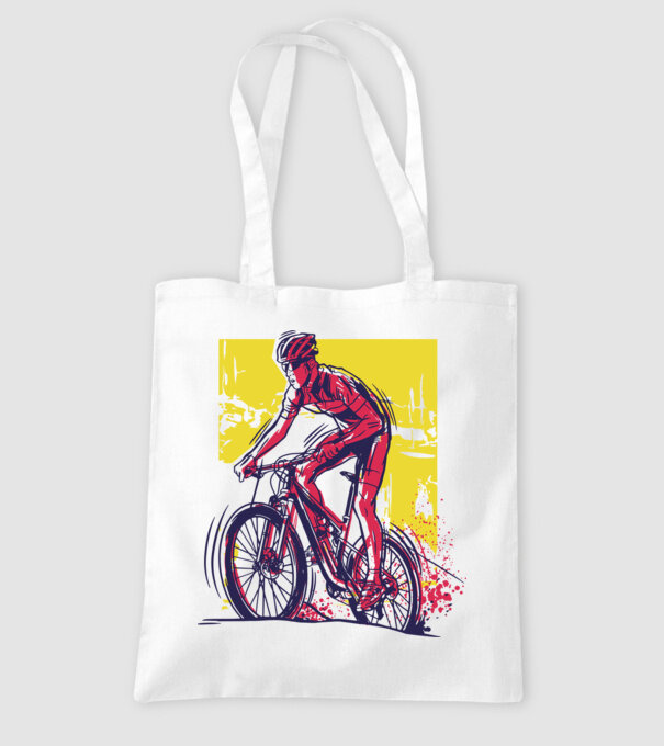 Ciclist model alb pe tricou