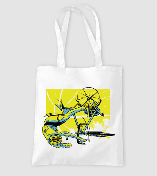 Cădere cu bicicletă model alb pe tricou