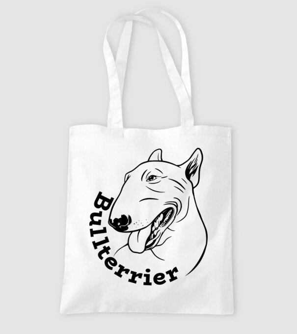 Bull Terrier model alb pe tricou