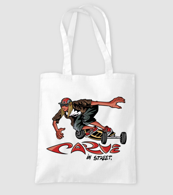 Carveboard Longboard model alb pe tricou