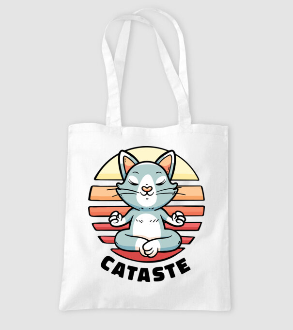Pisică Cataste meditație model alb pe tricou