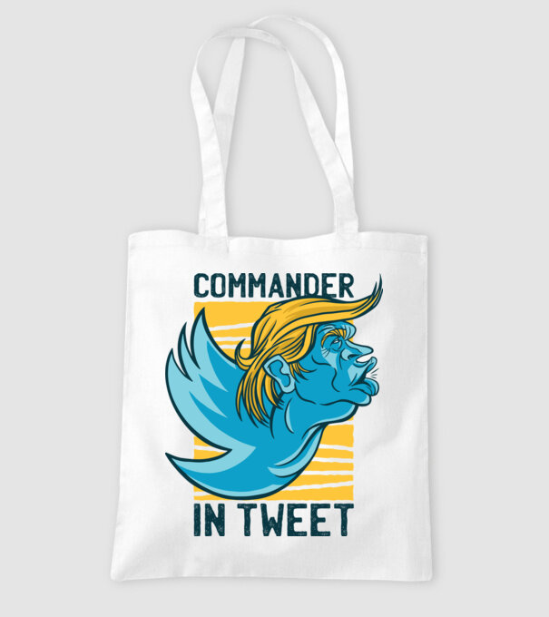 Commander in Tweet - Trump model alb pe tricou