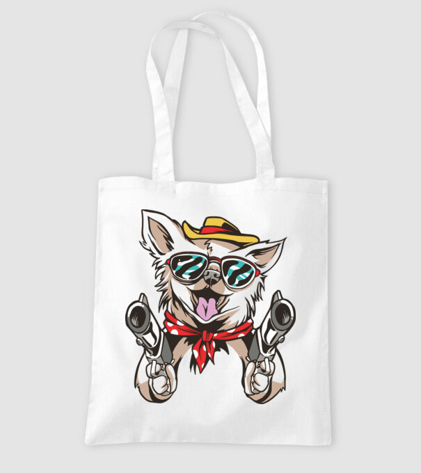 Chihuahua cu Pistol model alb pe tricou
