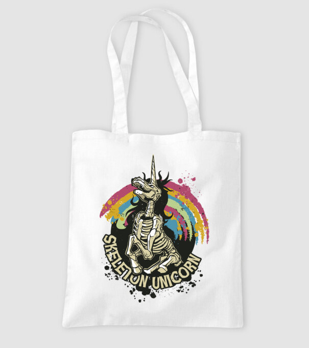 Schelet unicorn model alb pe tricou