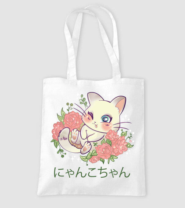 Pisicuță drăguță Anime model alb pe tricou