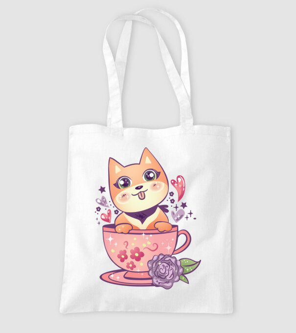 Câine drăguț Anime model alb pe tricou