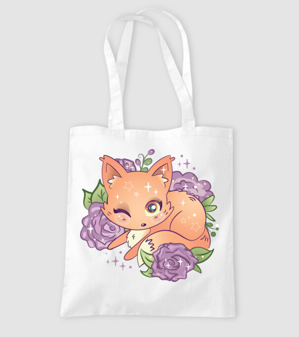 Vulpe Drăguță Anime model alb pe tricou