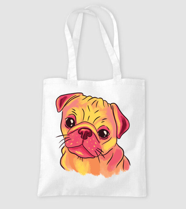Cap de Mops drăguț model alb pe tricou